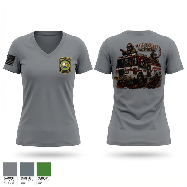 Womens Short Sleeve Vneck Shirt, WCESD1 B shift, Fire Department, Teamtime, Team time, sublimation, custom sports apparel, team uniforms, spirit wear, spiritwear, sports uniforms, custom shirts, team store, custom team store, fundraiser sports, apparel fundraiser