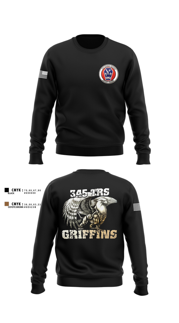 Crew Neck Sweatshirt, 345th TRS, , Teamtime, Team time, sublimation, custom sports apparel, team uniforms, spirit wear, spiritwear, sports uniforms, custom shirts, team store, custom team store, fundraiser sports, apparel fundraiser
