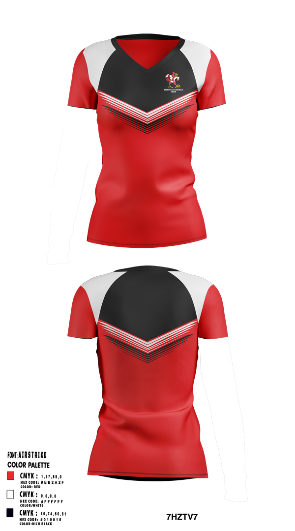 Womens Short Sleeve Vneck Shirt, Adamsville Cardinals Cheer, Cheer, Teamtime, Team time, sublimation, custom sports apparel, team uniforms, spirit wear, spiritwear, sports uniforms, custom shirts, team store, custom team store, fundraiser sports, apparel fundraiser