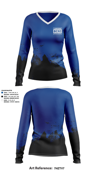 Womens Long Sleeve Vneck Shirt, Brookfield Central, Cross Country, Teamtime, Team time, sublimation, custom sports apparel, team uniforms, spirit wear, spiritwear, sports uniforms, custom shirts, team store, custom team store, fundraiser sports, apparel fundraiser