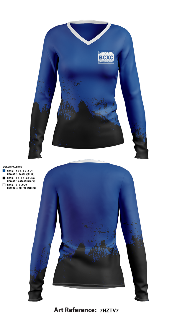 Womens Long Sleeve Vneck Shirt, Brookfield Central, Cross Country, Teamtime, Team time, sublimation, custom sports apparel, team uniforms, spirit wear, spiritwear, sports uniforms, custom shirts, team store, custom team store, fundraiser sports, apparel fundraiser