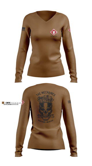 Womens Long Sleeve Vneck Shirt, 20th Engineer Brigade, , Teamtime, Team time, sublimation, custom sports apparel, team uniforms, spirit wear, spiritwear, sports uniforms, custom shirts, team store, custom team store, fundraiser sports, apparel fundraiser