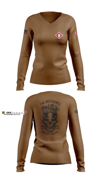 20th Engineer Brigade 13540716 Women's Long Sleeve V-neck Shirt - 1