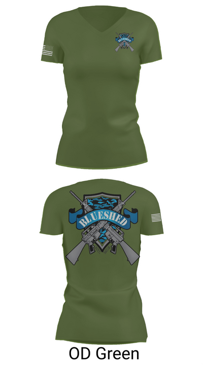 Blueshed Gun Shop 36061412 Women's Short Sleeve V-neck Shirt - 48