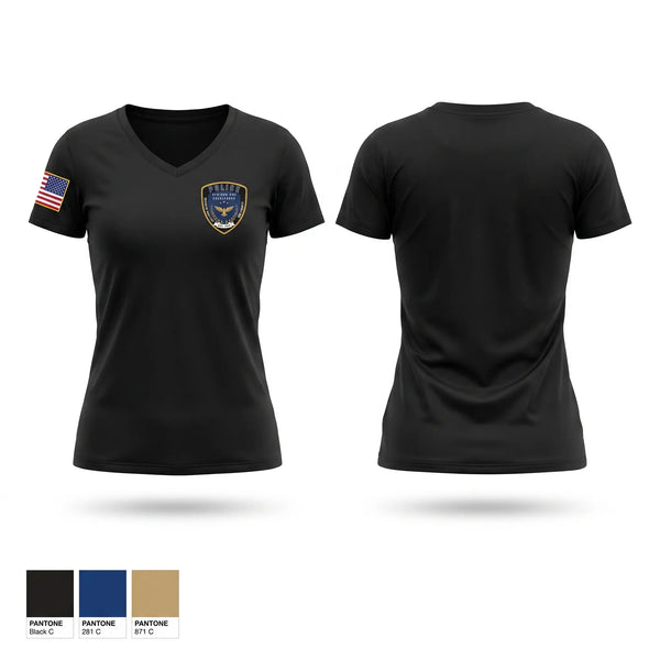 Womens Short Sleeve Vneck Shirt, Bibb County BOE Police Department, Police, Teamtime, Team time, sublimation, custom sports apparel, team uniforms, spirit wear, spiritwear, sports uniforms, custom shirts, team store, custom team store, fundraiser sports, apparel fundraiser