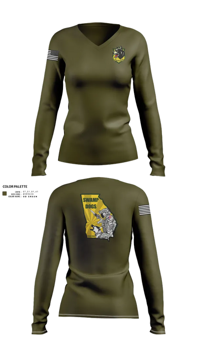 93D MP DET (MWD) 45021332 Women's Long Sleeve V-neck Shirt - 111