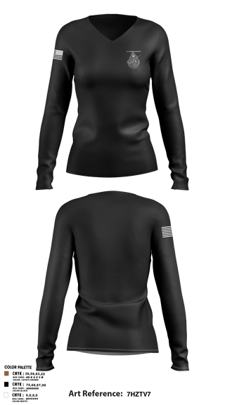 Women's Long Sleeve Vneck Shirt, 1/3 CR Reconnaissance, , Teamtime, Team time, sublimation, custom sports apparel, team uniforms, spirit wear, spiritwear, sports uniforms, custom shirts, team store, custom team store, fundraiser sports, apparel fundraiser