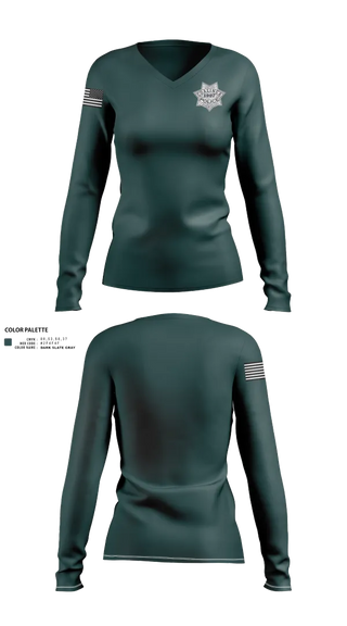 Womens Long Sleeve Vneck Shirt, Coalinga Police Department, Police, Teamtime, Team time, sublimation, custom sports apparel, team uniforms, spirit wear, spiritwear, sports uniforms, custom shirts, team store, custom team store, fundraiser sports, apparel fundraiser