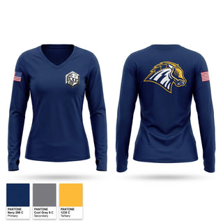 Womens Long Sleeve Vneck Shirt, American Criminal Justice Association, Police, Teamtime, Team time, sublimation, custom sports apparel, team uniforms, spirit wear, spiritwear, sports uniforms, custom shirts, team store, custom team store, fundraiser sports, apparel fundraiser