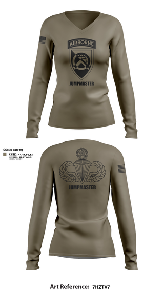 Womens Long Sleeve Vneck Shirt, 360 CA BDE (Airborne), Army, Teamtime, Team time, sublimation, custom sports apparel, team uniforms, spirit wear, spiritwear, sports uniforms, custom shirts, team store, custom team store, fundraiser sports, apparel fundraiser