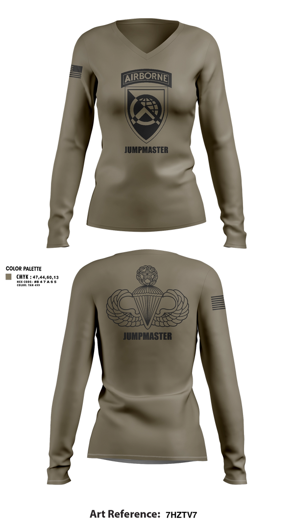 Womens Long Sleeve Vneck Shirt, 360 CA BDE (Airborne), Army, Teamtime, Team time, sublimation, custom sports apparel, team uniforms, spirit wear, spiritwear, sports uniforms, custom shirts, team store, custom team store, fundraiser sports, apparel fundraiser
