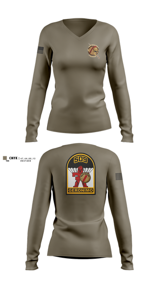 Womens Long Sleeve Vneck Shirt, 3-509th Parachute Infantry BN Able Nation, , Teamtime, Team time, sublimation, custom sports apparel, team uniforms, spirit wear, spiritwear, sports uniforms, custom shirts, team store, custom team store, fundraiser sports, apparel fundraiser