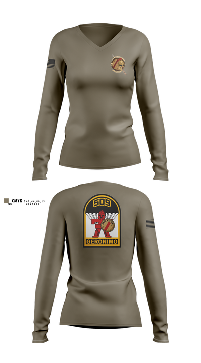 3-509th Parachute Infantry BN Able Nation 10459424 Women's Long Sleeve V-neck Shirt - 100