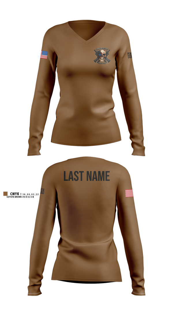 Womens Long Sleeve Vneck Shirt, HSC 615TH ASB, Army, Teamtime, Team time, sublimation, custom sports apparel, team uniforms, spirit wear, spiritwear, sports uniforms, custom shirts, team store, custom team store, fundraiser sports, apparel fundraiser