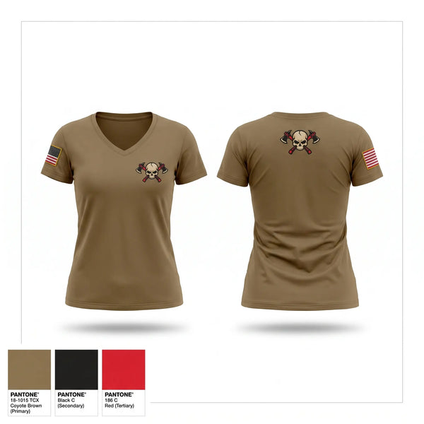 Womens Short Sleeve Vneck Shirt, 2nd PLT, Apache Co, 1-501 PIR, Army, Teamtime, Team time, sublimation, custom sports apparel, team uniforms, spirit wear, spiritwear, sports uniforms, custom shirts, team store, custom team store, fundraiser sports, apparel fundraiser