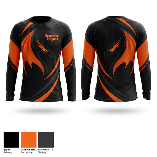 Long Sleeve Performance Shirt, Brunswick Dragons, Women's Basketball, Teamtime, Team time, sublimation, custom sports apparel, team uniforms, spirit wear, spiritwear, sports uniforms, custom shirts, team store, custom team store, fundraiser sports, apparel fundraiser