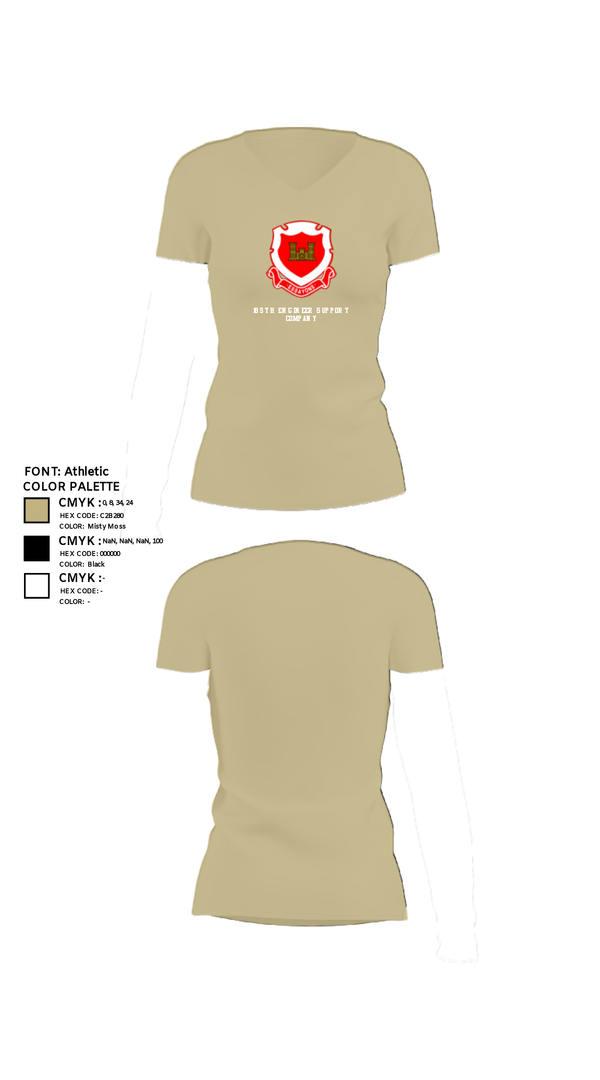Women's Short Sleeve Vneck Shirt, 185th Engineer Support Company, , Teamtime, Team time, sublimation, custom sports apparel, team uniforms, spirit wear, spiritwear, sports uniforms, custom shirts, team store, custom team store, fundraiser sports, apparel fundraiser