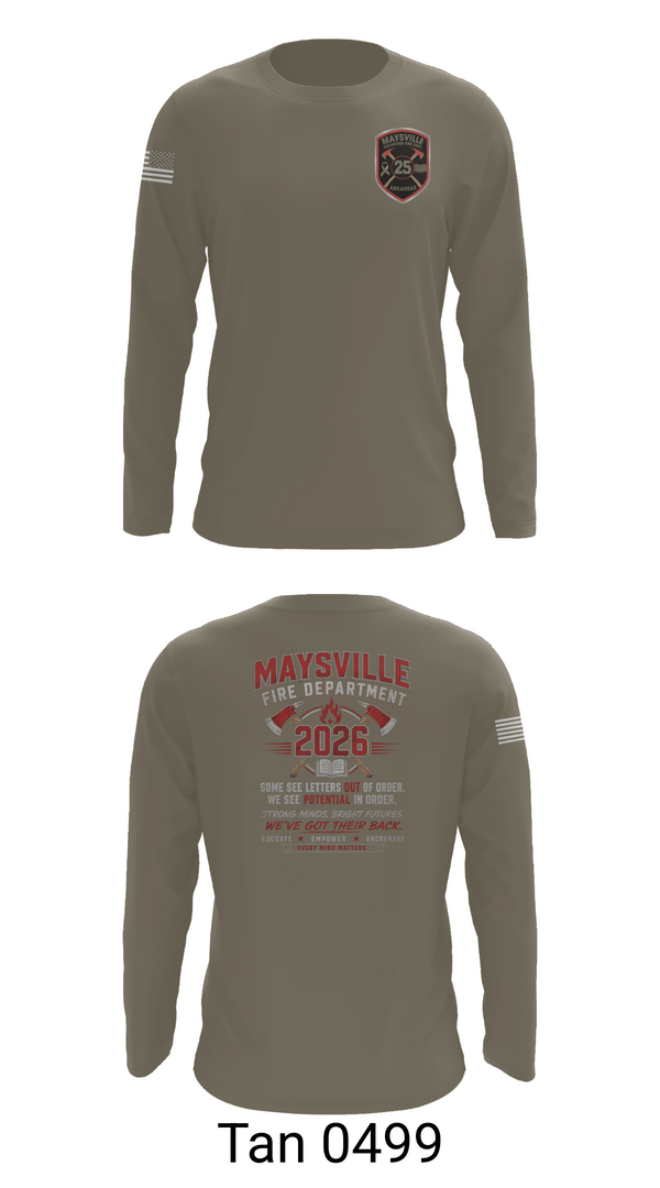 Long Sleeve Performance Shirt, Maysville Fire Department, Fire Department, Teamtime, Team time, sublimation, custom sports apparel, team uniforms, spirit wear, spiritwear, sports uniforms, custom shirts, team store, custom team store, fundraiser sports, apparel fundraiser