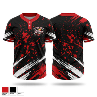 Two Button Softball Jersey, Texas legacy, Softball, Teamtime, Team time, sublimation, custom sports apparel, team uniforms, spirit wear, spiritwear, sports uniforms, custom shirts, team store, custom team store, fundraiser sports, apparel fundraiser