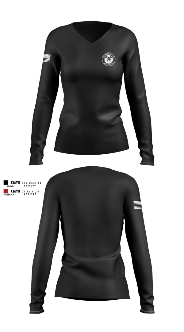 Womens Long Sleeve Vneck Shirt, Kankakee Twp Fire, , Teamtime, Team time, sublimation, custom sports apparel, team uniforms, spirit wear, spiritwear, sports uniforms, custom shirts, team store, custom team store, fundraiser sports, apparel fundraiser