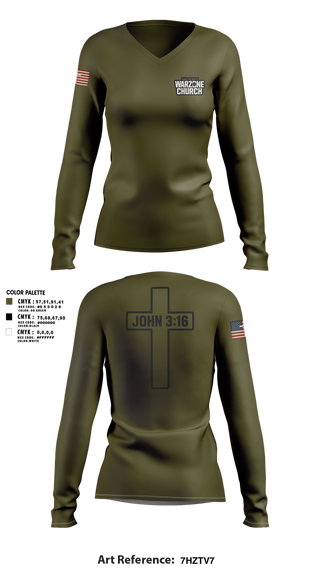 Womens Long Sleeve Vneck Shirt, Warzone Church, , Teamtime, Team time, sublimation, custom sports apparel, team uniforms, spirit wear, spiritwear, sports uniforms, custom shirts, team store, custom team store, fundraiser sports, apparel fundraiser