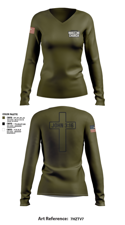 Warzone Church 33151394 Women's Long Sleeve V-neck Shirt - 1
