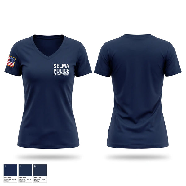 Womens Short Sleeve Vneck Shirt, Selma Police Department, Police, Teamtime, Team time, sublimation, custom sports apparel, team uniforms, spirit wear, spiritwear, sports uniforms, custom shirts, team store, custom team store, fundraiser sports, apparel fundraiser
