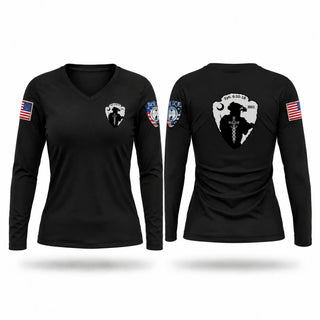 Womens Long Sleeve Vneck Shirt, Laurens ESU, Police, Teamtime, Team time, sublimation, custom sports apparel, team uniforms, spirit wear, spiritwear, sports uniforms, custom shirts, team store, custom team store, fundraiser sports, apparel fundraiser