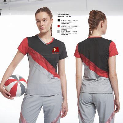 Matoaca High School Volleyball 72372145 Women's Short Sleeve V-neck Shirt - 2