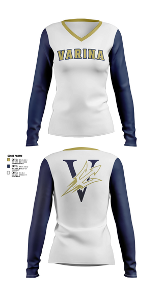 Womens Long Sleeve Vneck Shirt, Varina, Track & Field, Teamtime, Team time, sublimation, custom sports apparel, team uniforms, spirit wear, spiritwear, sports uniforms, custom shirts, team store, custom team store, fundraiser sports, apparel fundraiser