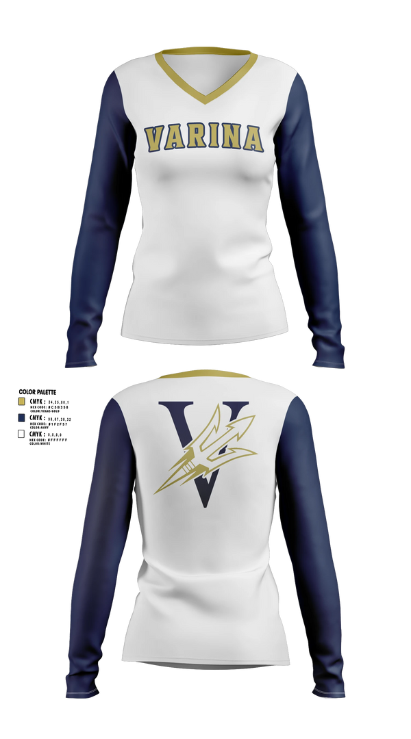 Womens Long Sleeve Vneck Shirt, Varina, Track & Field, Teamtime, Team time, sublimation, custom sports apparel, team uniforms, spirit wear, spiritwear, sports uniforms, custom shirts, team store, custom team store, fundraiser sports, apparel fundraiser