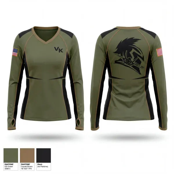 Womens Long Sleeve Vneck Shirt, VMFA-121, Marines, Teamtime, Team time, sublimation, custom sports apparel, team uniforms, spirit wear, spiritwear, sports uniforms, custom shirts, team store, custom team store, fundraiser sports, apparel fundraiser