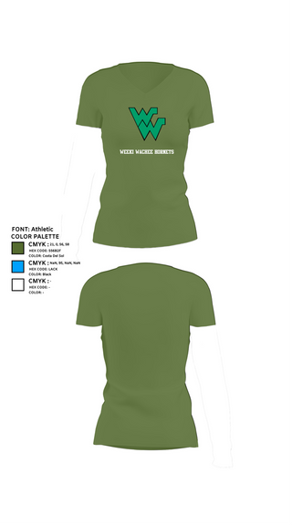Womens Short Sleeve Vneck Shirt, Weeki Wachee Hornets, Women's Soccer, Teamtime, Team time, sublimation, custom sports apparel, team uniforms, spirit wear, spiritwear, sports uniforms, custom shirts, team store, custom team store, fundraiser sports, apparel fundraiser