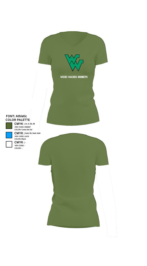 Womens Short Sleeve Vneck Shirt, Weeki Wachee Hornets, Women's Soccer, Teamtime, Team time, sublimation, custom sports apparel, team uniforms, spirit wear, spiritwear, sports uniforms, custom shirts, team store, custom team store, fundraiser sports, apparel fundraiser