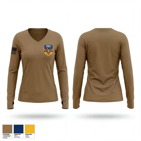 Womens Long Sleeve Vneck Shirt, B.CO 2/13th 15X, Army, Teamtime, Team time, sublimation, custom sports apparel, team uniforms, spirit wear, spiritwear, sports uniforms, custom shirts, team store, custom team store, fundraiser sports, apparel fundraiser