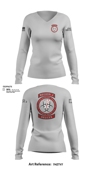 Womens Long Sleeve Vneck Shirt, FIDTN Region 2, EMS/EMT, Teamtime, Team time, sublimation, custom sports apparel, team uniforms, spirit wear, spiritwear, sports uniforms, custom shirts, team store, custom team store, fundraiser sports, apparel fundraiser