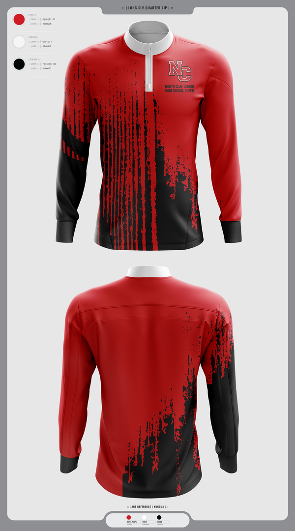 Quarter Zip Jacket, North Clay Junior High School Cheer, Cheer, Teamtime, Team time, sublimation, custom sports apparel, team uniforms, spirit wear, spiritwear, sports uniforms, custom shirts, team store, custom team store, fundraiser sports, apparel fundraiser