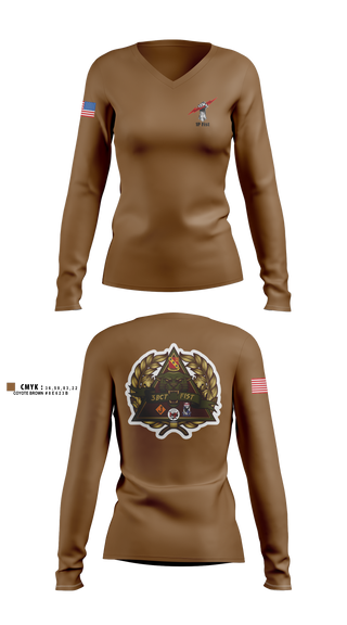 Womens Long Sleeve Vneck Shirt, 1P FIST, Army, Teamtime, Team time, sublimation, custom sports apparel, team uniforms, spirit wear, spiritwear, sports uniforms, custom shirts, team store, custom team store, fundraiser sports, apparel fundraiser