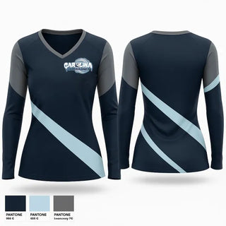 Womens Long Sleeve Vneck Shirt, Carolina Hurricanes, Baseball, Teamtime, Team time, sublimation, custom sports apparel, team uniforms, spirit wear, spiritwear, sports uniforms, custom shirts, team store, custom team store, fundraiser sports, apparel fundraiser
