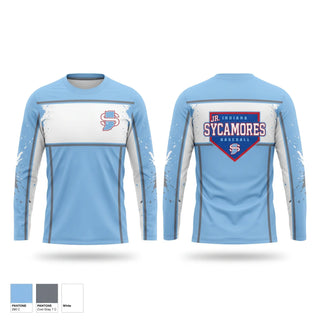 Long Sleeve Performance Shirt, Indiana Jr Sycamores, Baseball, Teamtime, Team time, sublimation, custom sports apparel, team uniforms, spirit wear, spiritwear, sports uniforms, custom shirts, team store, custom team store, fundraiser sports, apparel fundraiser