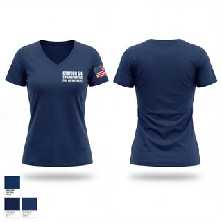 Womens Short Sleeve Vneck Shirt, Station 54 Springwater Fire Department, Fire Department, Teamtime, Team time, sublimation, custom sports apparel, team uniforms, spirit wear, spiritwear, sports uniforms, custom shirts, team store, custom team store, fundraiser sports, apparel fundraiser