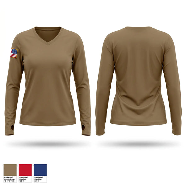 Womens Long Sleeve Vneck Shirt, 1-36 Alpha company, Army, Teamtime, Team time, sublimation, custom sports apparel, team uniforms, spirit wear, spiritwear, sports uniforms, custom shirts, team store, custom team store, fundraiser sports, apparel fundraiser