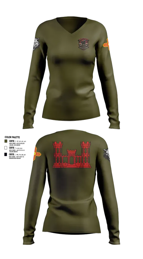 Womens Long Sleeve Vneck Shirt, 333rd Engineer Detachment, Army, Teamtime, Team time, sublimation, custom sports apparel, team uniforms, spirit wear, spiritwear, sports uniforms, custom shirts, team store, custom team store, fundraiser sports, apparel fundraiser