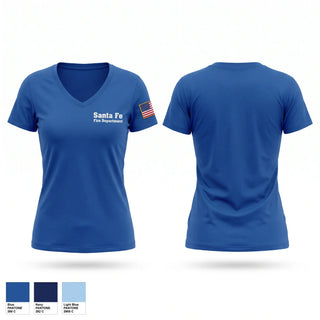 Womens Short Sleeve Vneck Shirt, Santa Fe Fire Department, Fire Department, Teamtime, Team time, sublimation, custom sports apparel, team uniforms, spirit wear, spiritwear, sports uniforms, custom shirts, team store, custom team store, fundraiser sports, apparel fundraiser