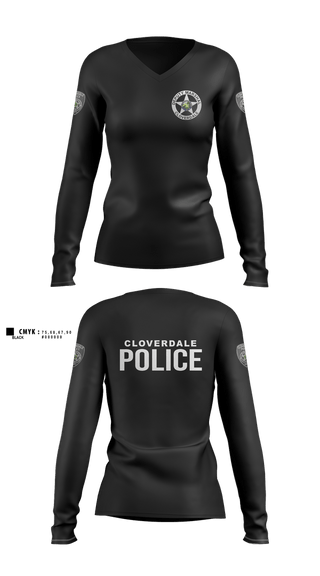 Womens Long Sleeve Vneck Shirt, Cloverdale police department, Police, Teamtime, Team time, sublimation, custom sports apparel, team uniforms, spirit wear, spiritwear, sports uniforms, custom shirts, team store, custom team store, fundraiser sports, apparel fundraiser