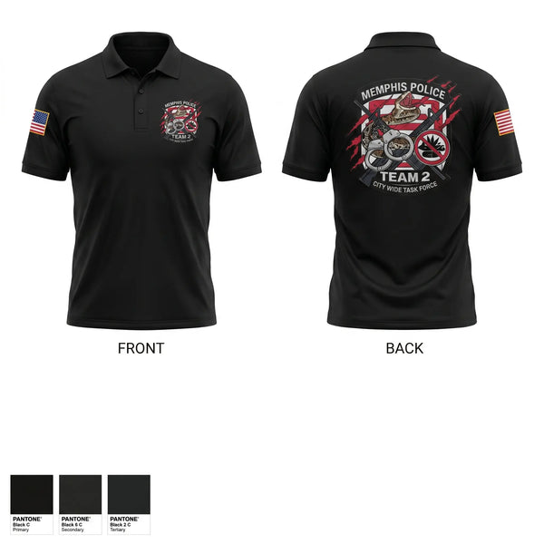 Short Sleeve Performance Polo, Memphis Police City Wide Task Force Team Two, Police, Teamtime, Team time, sublimation, custom sports apparel, team uniforms, spirit wear, spiritwear, sports uniforms, custom shirts, team store, custom team store, fundraiser sports, apparel fundraiser