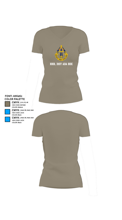 HHB, 31st ADA BDE 93964777 Women's Short Sleeve V-neck Shirt - 64