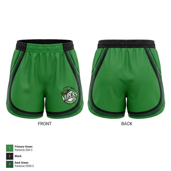 Womens Shorts, Eastern Iowa Vipers, Baseball, Teamtime, Team time, sublimation, custom sports apparel, team uniforms, spirit wear, spiritwear, sports uniforms, custom shirts, team store, custom team store, fundraiser sports, apparel fundraiser