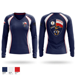 Womens Long Sleeve Vneck Shirt, Crosby EMS, EMS/EMT, Teamtime, Team time, sublimation, custom sports apparel, team uniforms, spirit wear, spiritwear, sports uniforms, custom shirts, team store, custom team store, fundraiser sports, apparel fundraiser