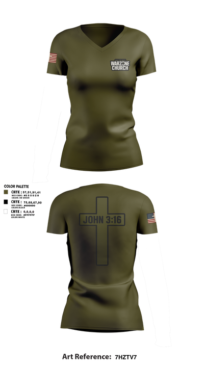 Warzone Church 33151394 Women's Short Sleeve V-neck Shirt - 1